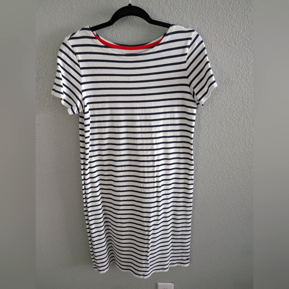 JOULES nautical bateau cotton dress blue stripe US 10